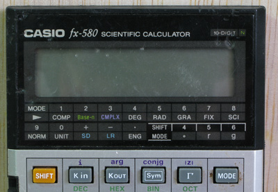 Casio fx 580 scientific calculator top
