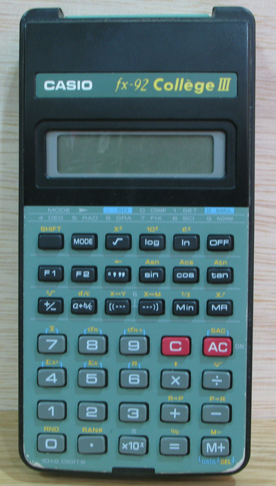 Casio - fx-92 College 2D - - Scientific calculator - Casio fx92 College 2D  -  - Casio pocket computer, calculator, game and watch  library. - RETRO CALCULATOR FX PB SF LC SL HP FA